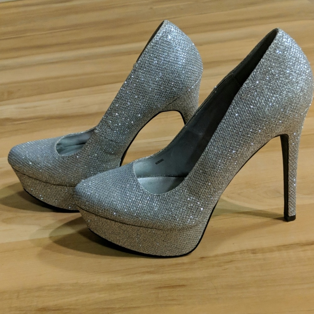 Silver Glitter Heels